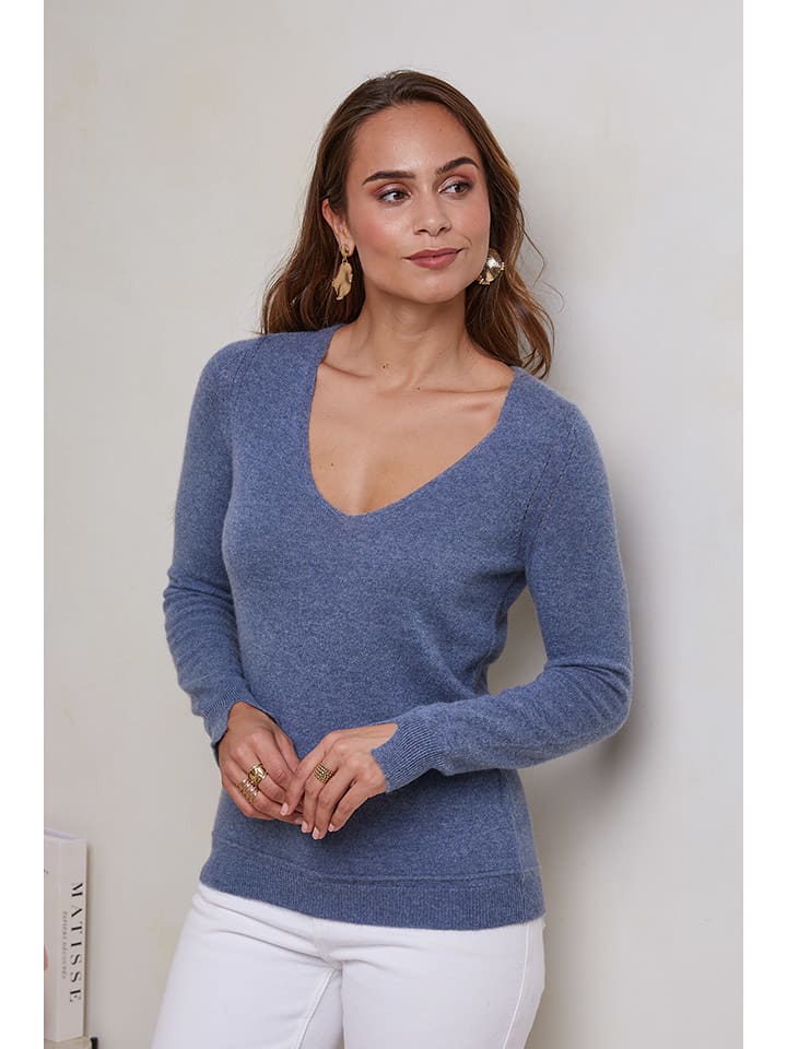 Soft Cashmere Kaszmirowy sweter w kolorze niebieskim rozmiar: 38