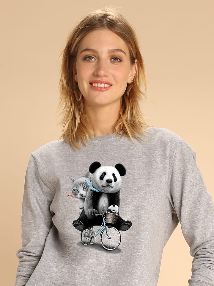 WOOOP Bluza "Panda Bicycle" w kolorze szarym rozmiar: S