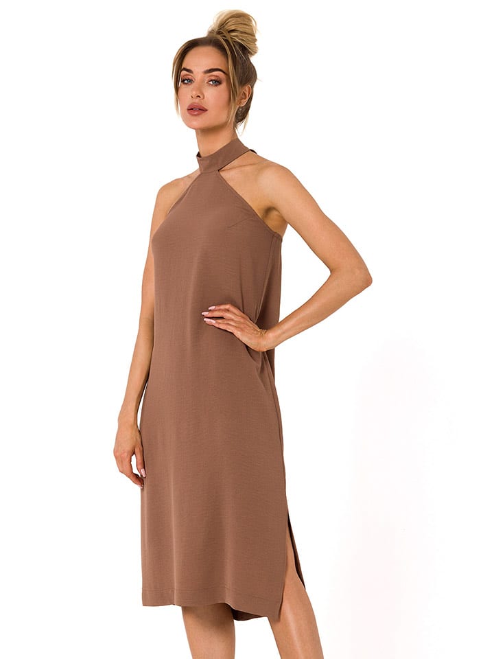 made of emotion Sukienka w kolorze jasnobrązowym rozmiar: L