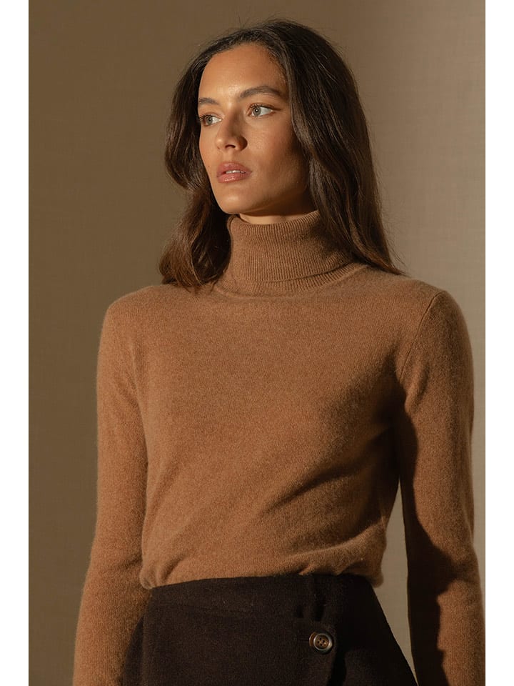 Perfect Cashmere Kaszmirowy golf "Ashley" w kolorze karmelowym rozmiar: S