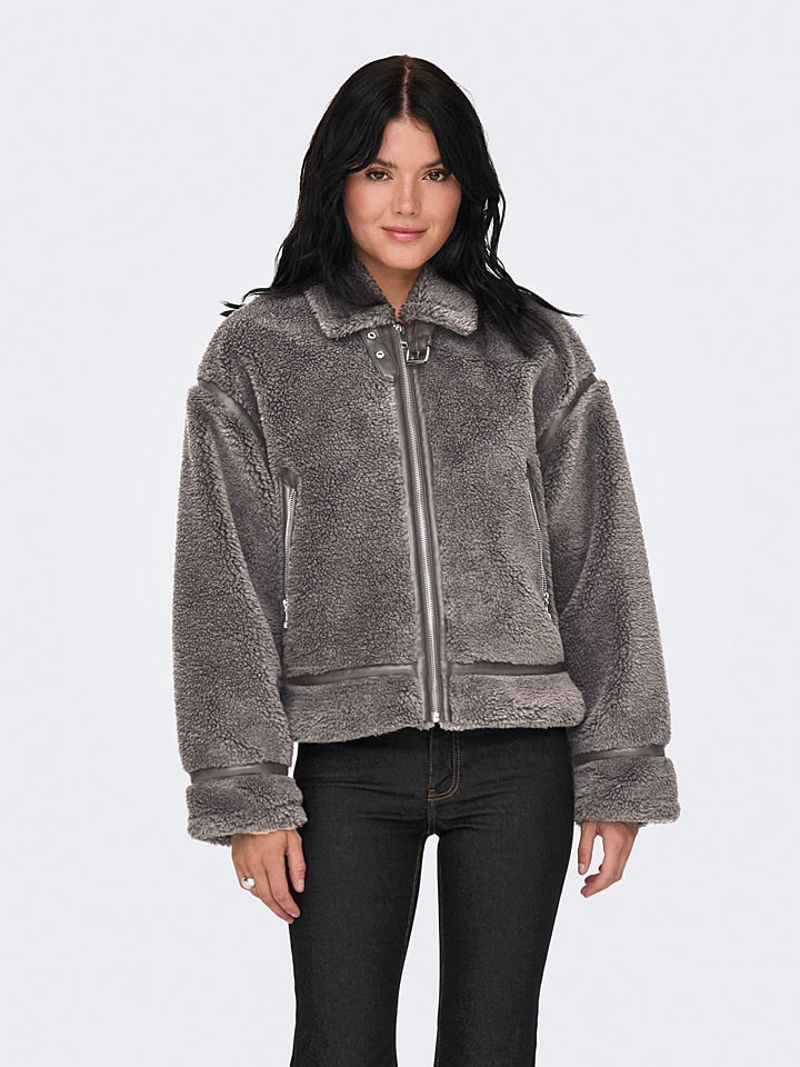 ONLY Kurtka pluszowa w kolorze szarym rozmiar: M