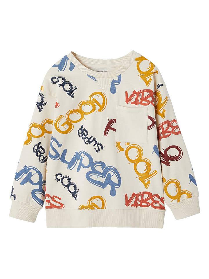 vertbaudet Bluza w kolorze kremowym ze wzorem rozmiar: 152