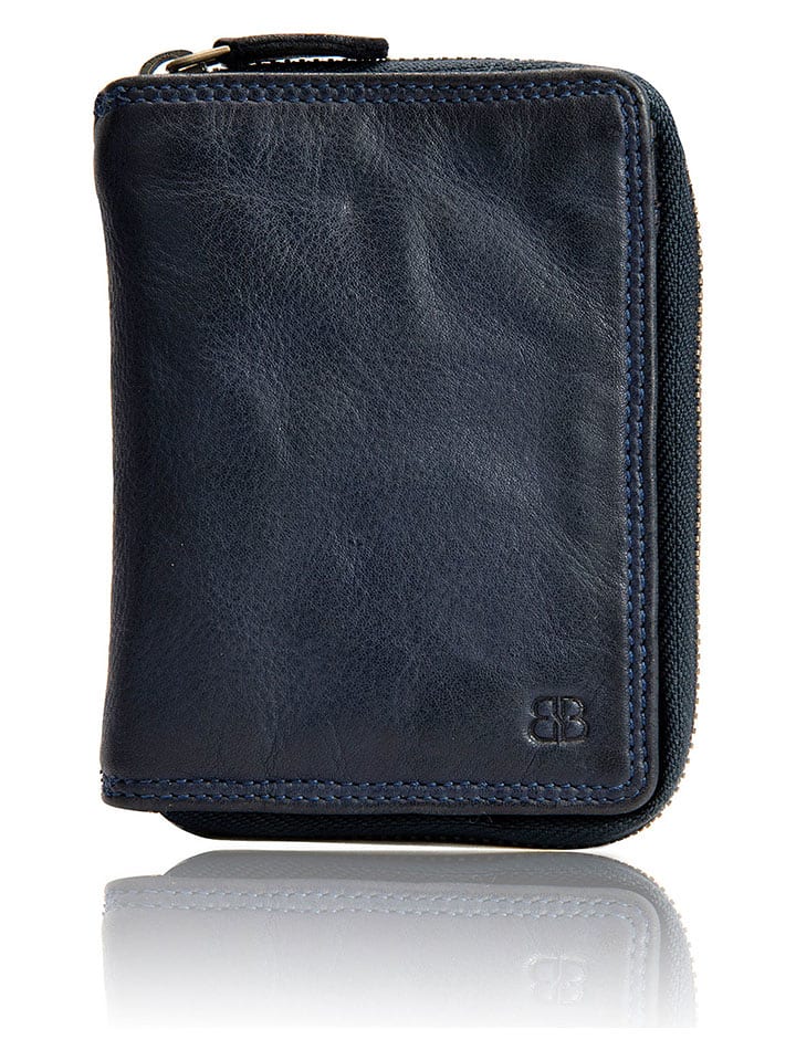 Bellicci Skórzany portfel "Greta" w kolorze granatowym - 9,5 x 13 x 3 cm rozmiar: onesize