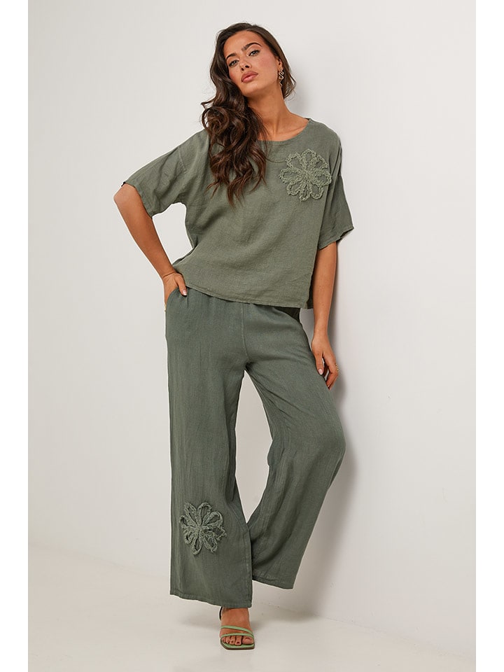 Le Monde du Lin Lniana bluzka w kolorze khaki rozmiar: 34/36