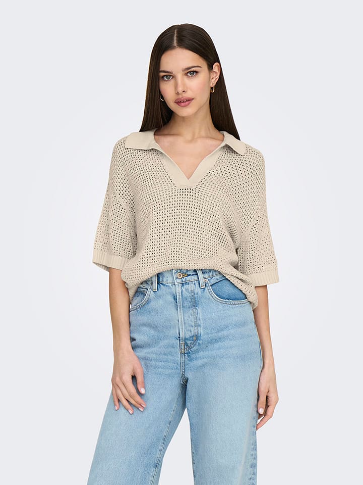 JDY Sweter w kolorze beżowym rozmiar: M