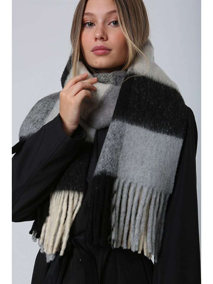 Lucky Bees Szal w kolorze czarno-szarym - 200 x 45 cm rozmiar: onesize