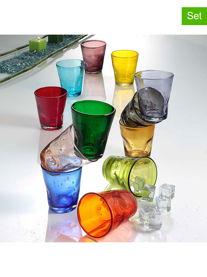 Onlylux Szklanki (6 szt.) "Eolo" ze wzorem - wys. 10 cm rozmiar: onesize