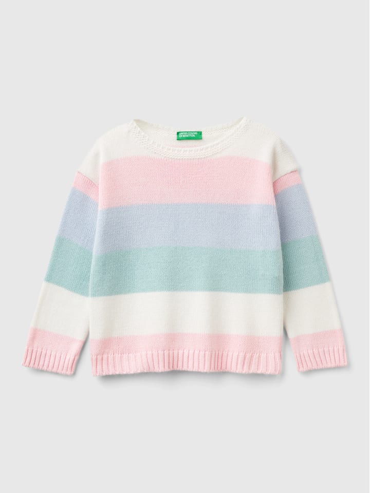 Benetton Sweter w kolorze jasnoróżowo-turkusowym rozmiar: 82
