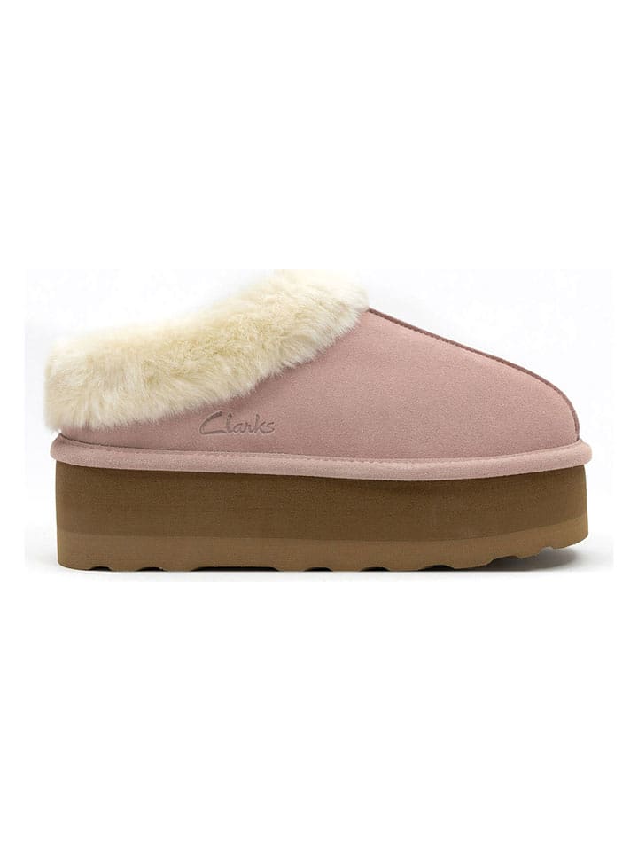 Clarks Skórzane kapcie w kolorze jasnoróżowym rozmiar: 36