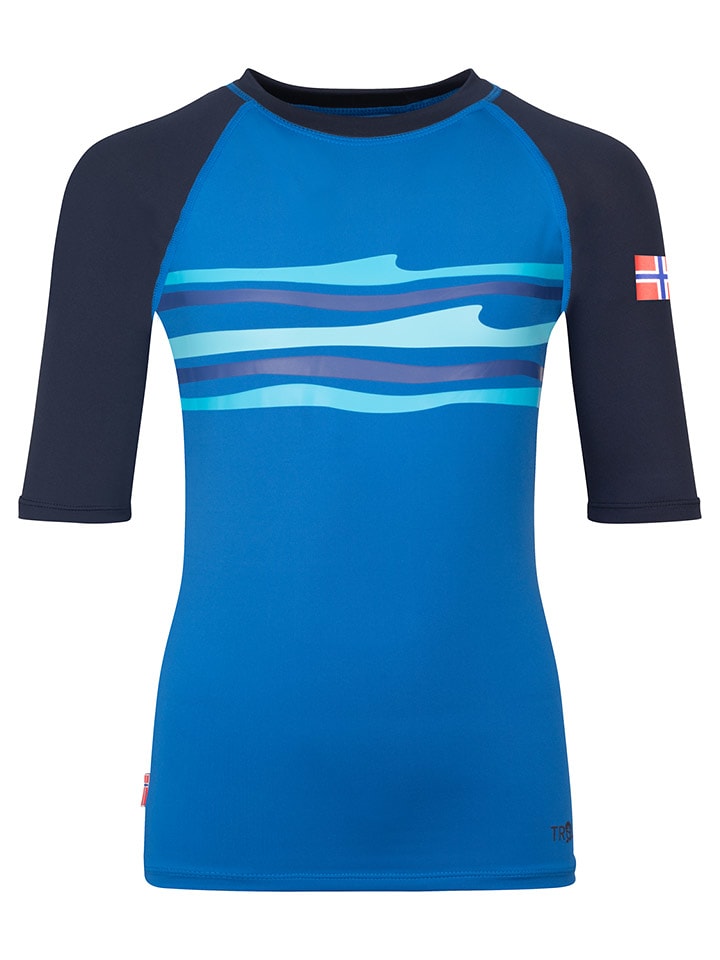 Trollkids Koszulka kąpielowa "Haukland T" w kolorze niebiesko-granatowym rozmiar: 98