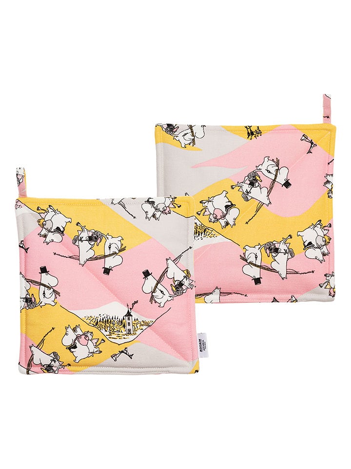 Moomin Łapka kuchenna "Family Time" w kolorze jasnoróżowo-żółtym - 22 x 22 cm rozmiar: onesize