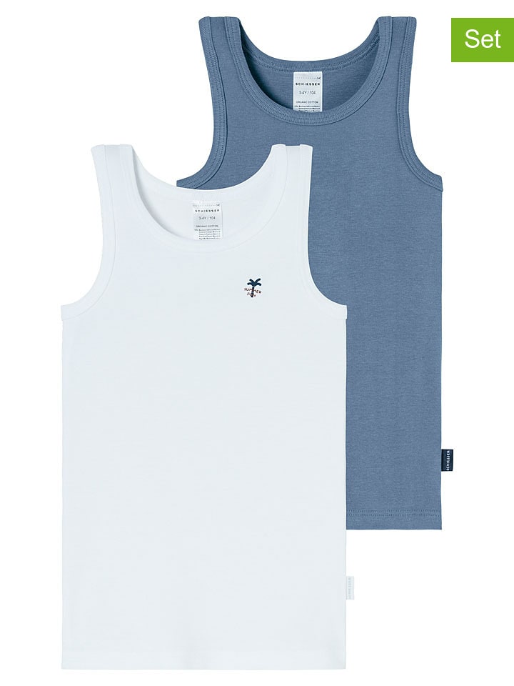 Schiesser Topy (2 szt.) w kolorze niebiesko-białym rozmiar: 104