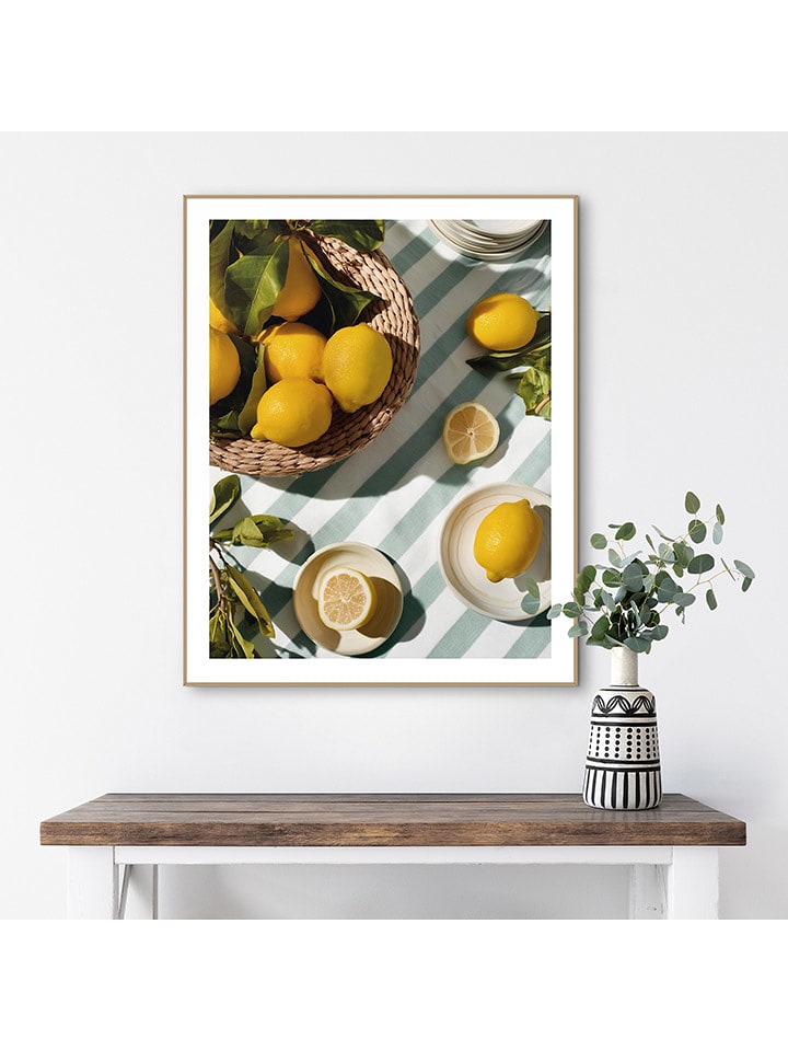 Orangewallz Druk artystyczny "Lemon Table" w ramce rozmiar: 40x50 cm
