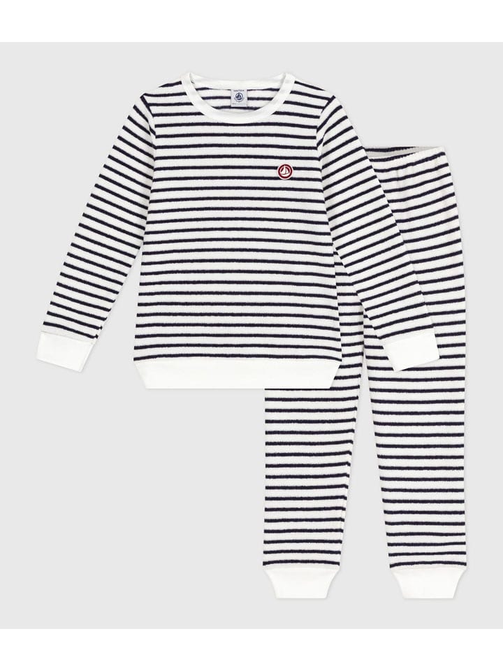 PETIT BATEAU Piżama w kolorze biało-granatowym rozmiar: 140