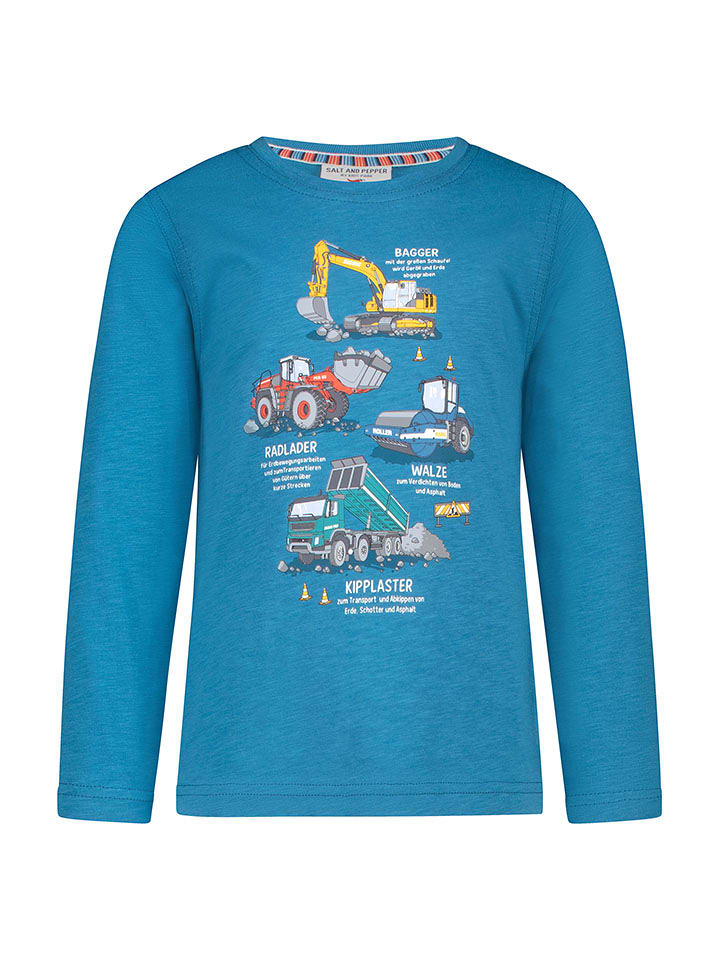 Salt and Pepper Koszulka "Excavators" w kolorze niebieskim rozmiar: 116/122