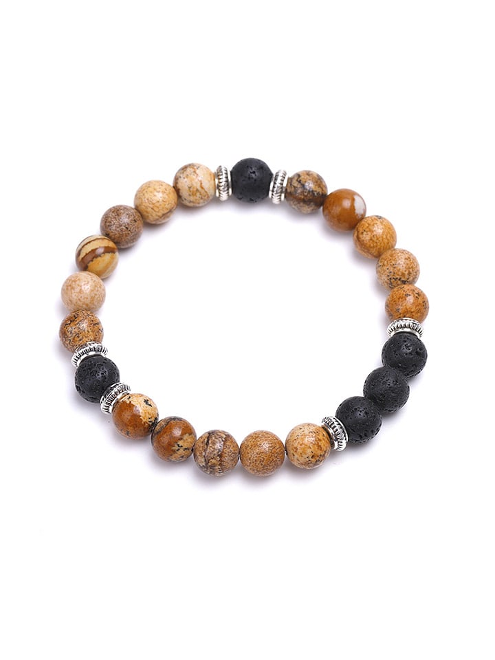 Uomo Bransoletka z kamieniami lawowymi i agatami rozmiar: onesize