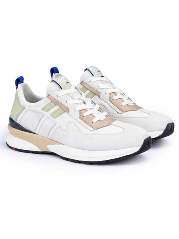 LLOYD Skórzane sneakersy w kolorze biało-szałwiowo-beżowym rozmiar: 39