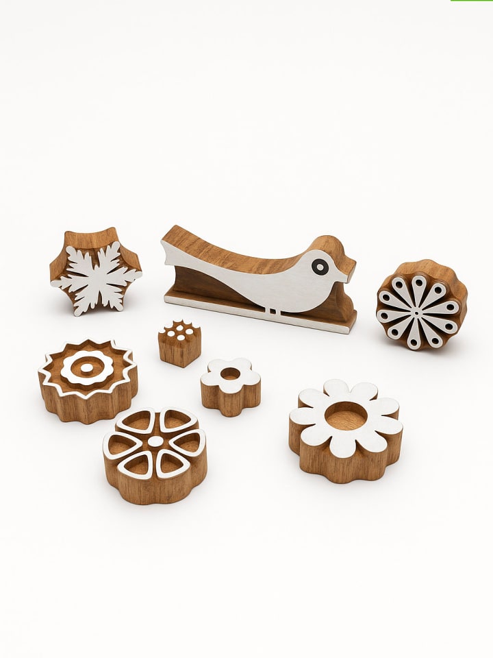 Samimi Stemple (8 szt.) w kolorze jasnobrązowo-białym - 4 x 4 cm rozmiar: onesize