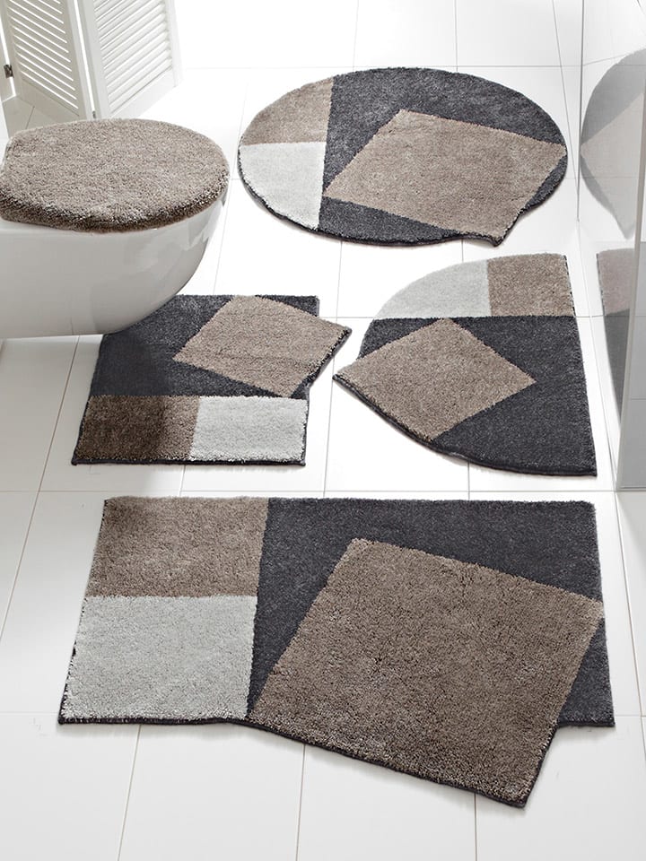 heine home Dywanik łazienkowy w kolorze brązowo-szaro-czarnym rozmiar: 90x90 cm