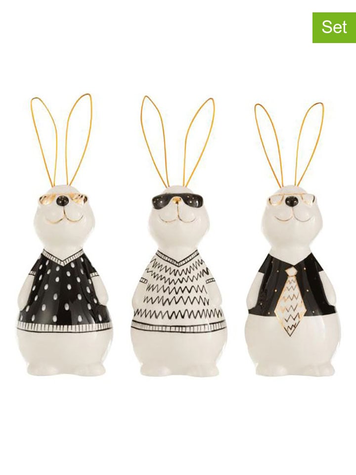J Line Figurki dekoracyjne (3 szt.) w kolorze czarno-szaro-białym - wys. 19,5 cm rozmiar: onesize