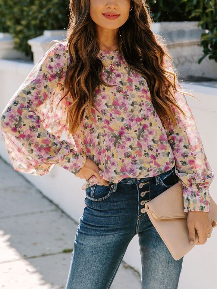 Milan Kiss Bluzka w kolorze oliwkowo-żółto-różowym rozmiar: S