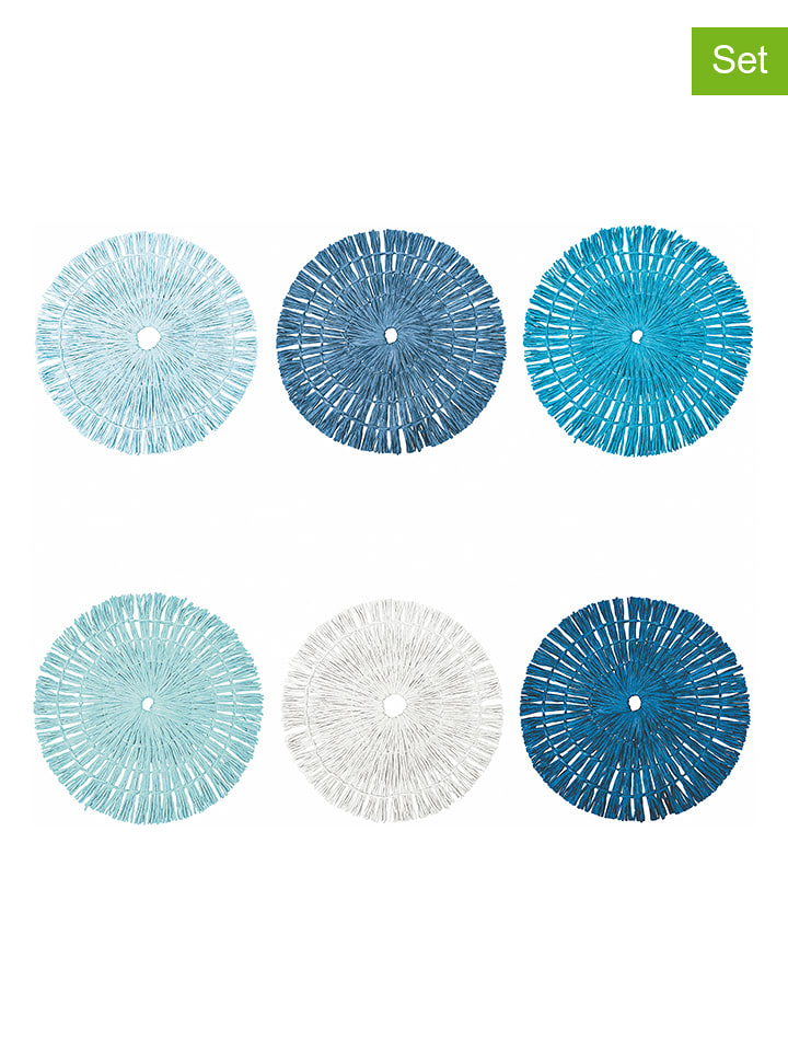 Villa d´Este Podkładki stołowe (6 szt.) "Ocean" w kolorze niebieskim - Ø 38 cm rozmiar: onesize