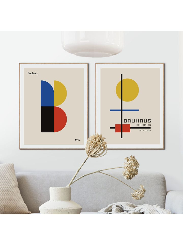 Orangewallz Druki artystyczne (2 szt.) "Bauhaus Set II" w ramce rozmiar: 40x50 cm