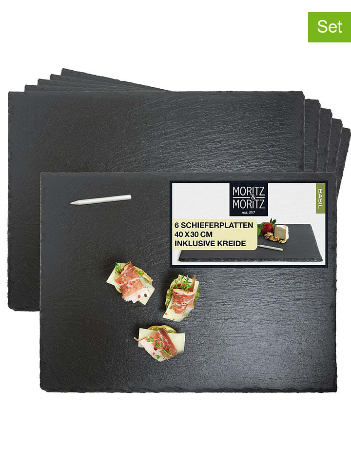 Moritz & Moritz Półmiski (6 szt.) w kolorze czarnym - 40 x 30 cm rozmiar: onesize