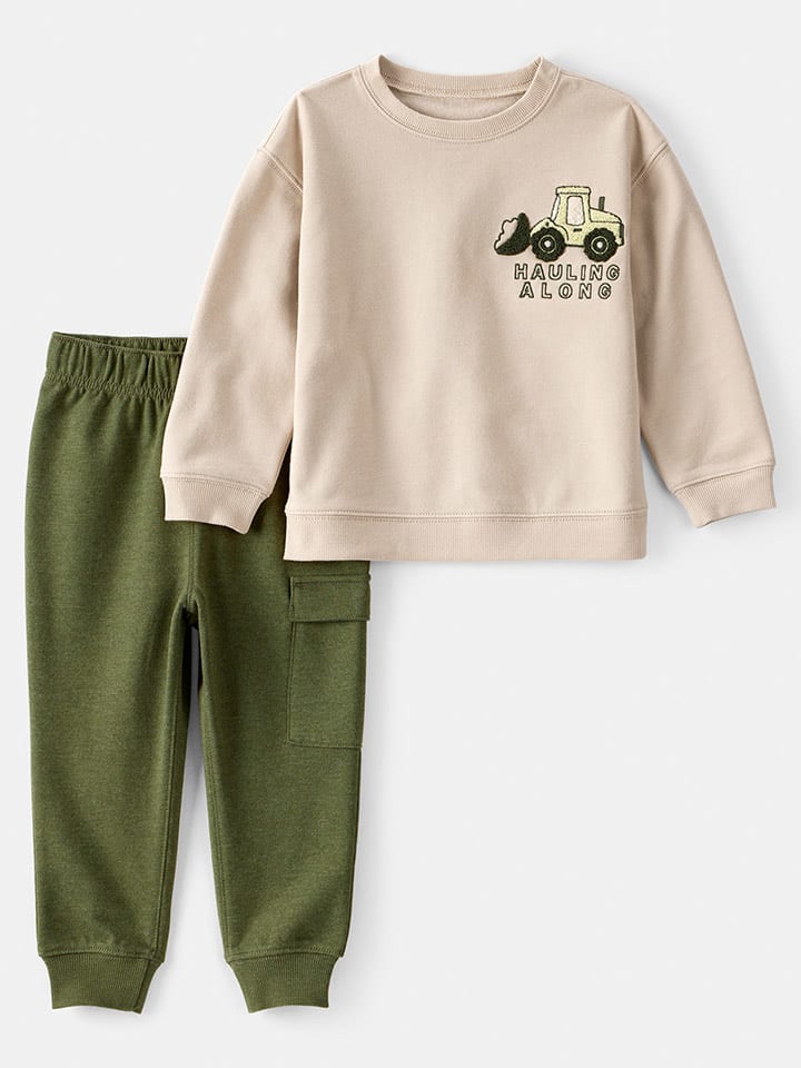 carter's 2-częściowy zestaw w kolorze oliwkowo-beżowym rozmiar: 104