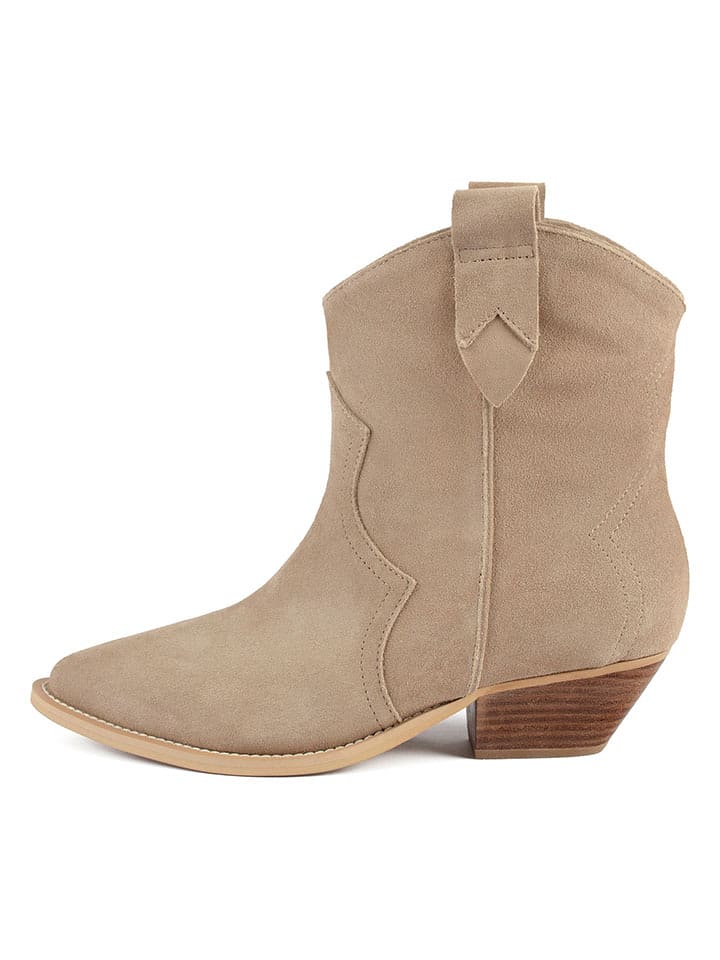 loft37 Skórzane botki w kolorze beżowym rozmiar: 38