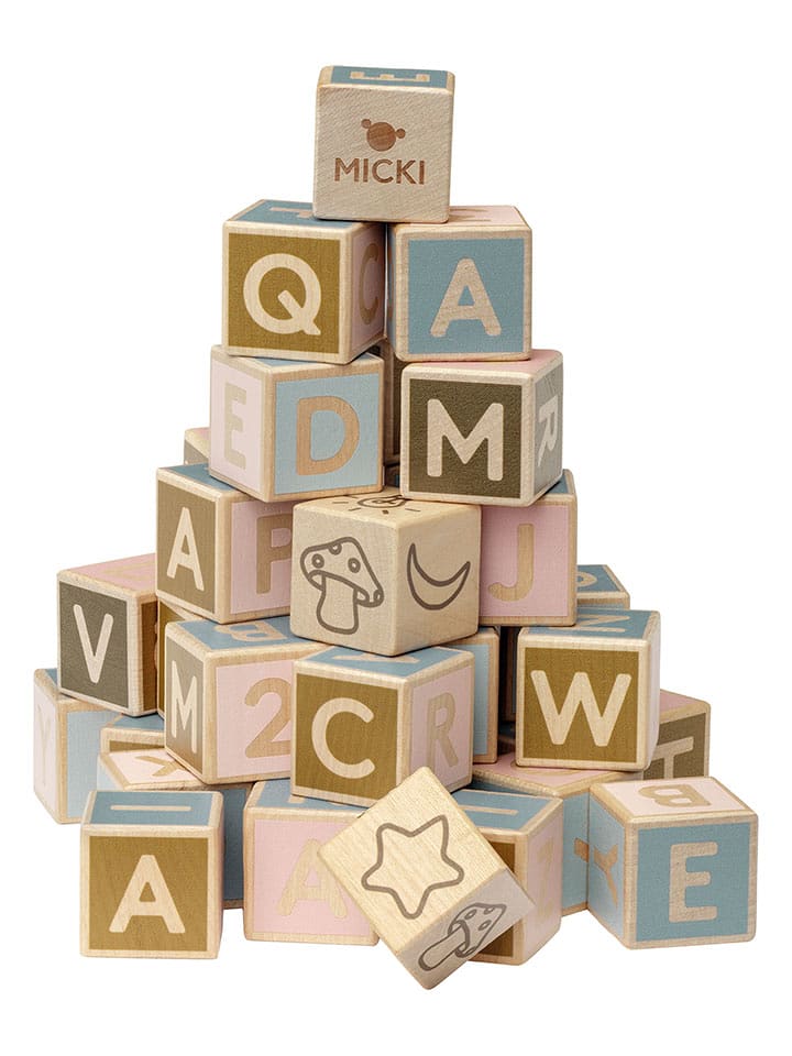 Micki Drewniane klocki z literami (16 szt.) - 5 m+ rozmiar: onesize
