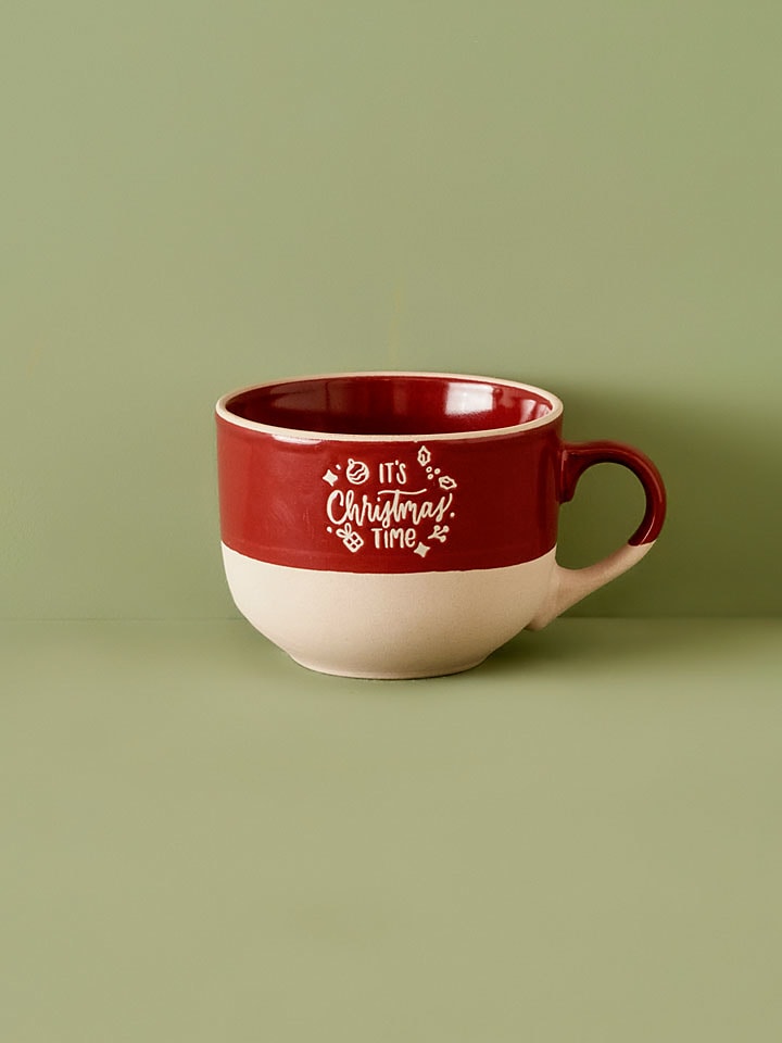 BELLA MAISON Kubek jumbo "Chris" w kolorze kremowo-czerwonym - 490 ml rozmiar: onesize