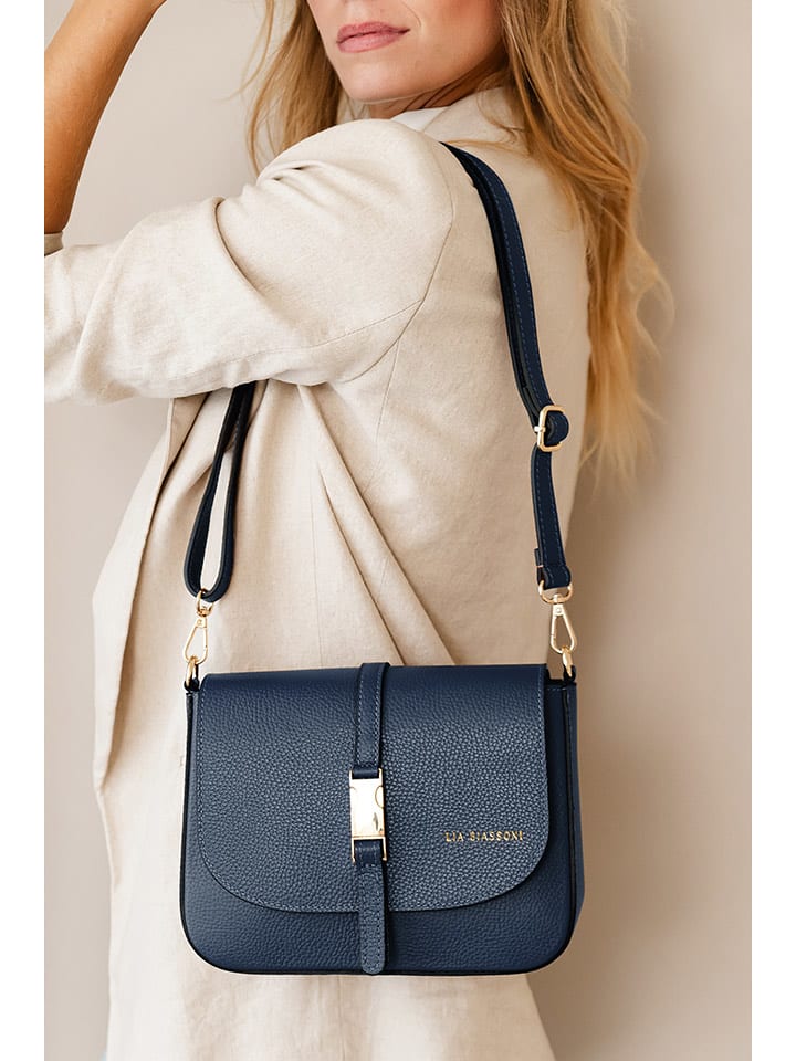 Lia Biassoni Skórzana torebka w kolorze granatowym - 24 x 18 x 8 cm rozmiar: onesize