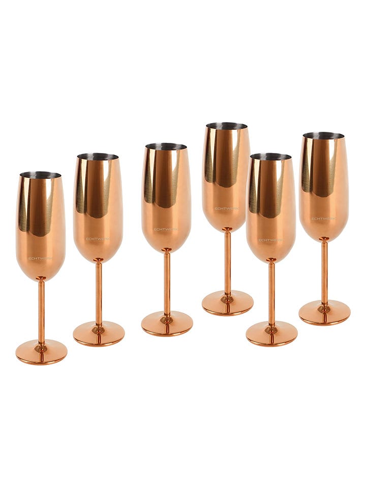 Echtwerk Kieliszki (6 szt.) w kolorze miedzianym do szampana - 250 ml rozmiar: onesize