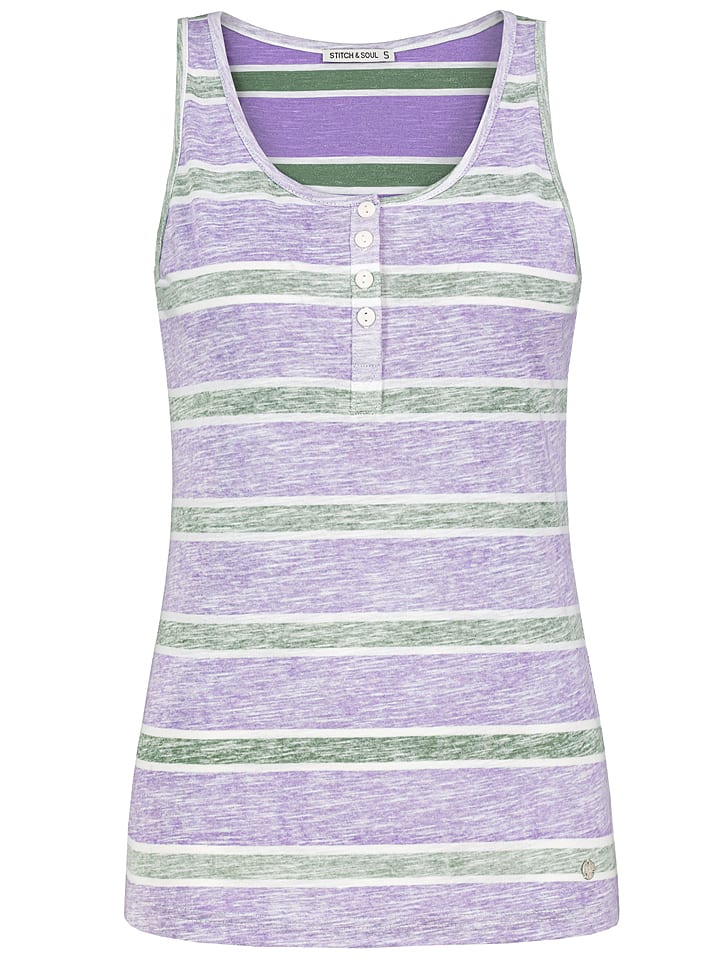 Stitch & Soul Top "Stitch and Soul" w kolorze fioletowo-zielonym rozmiar: XS