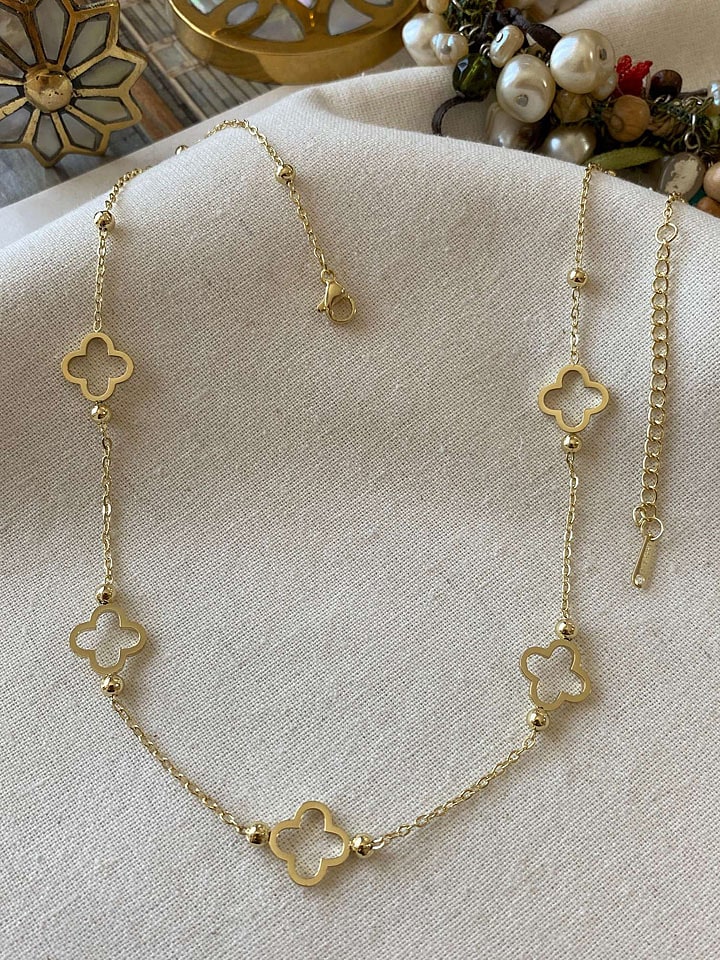 Luseera Pozłacany naszyjnik z elementami ozdobnymi - dł. 45 cm rozmiar: onesize