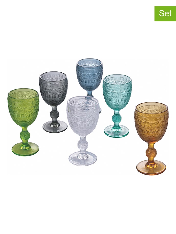 Villa d´Este Kieliszki (6 szt.) "New Mexico" w różnych kolorach do wina - 210 ml rozmiar: onesize