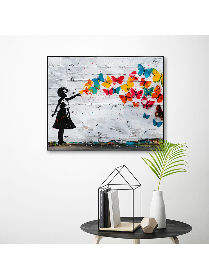 Orangewallz Druk artystyczny "Butterfly Girl" w ramce rozmiar: 40x50 cm