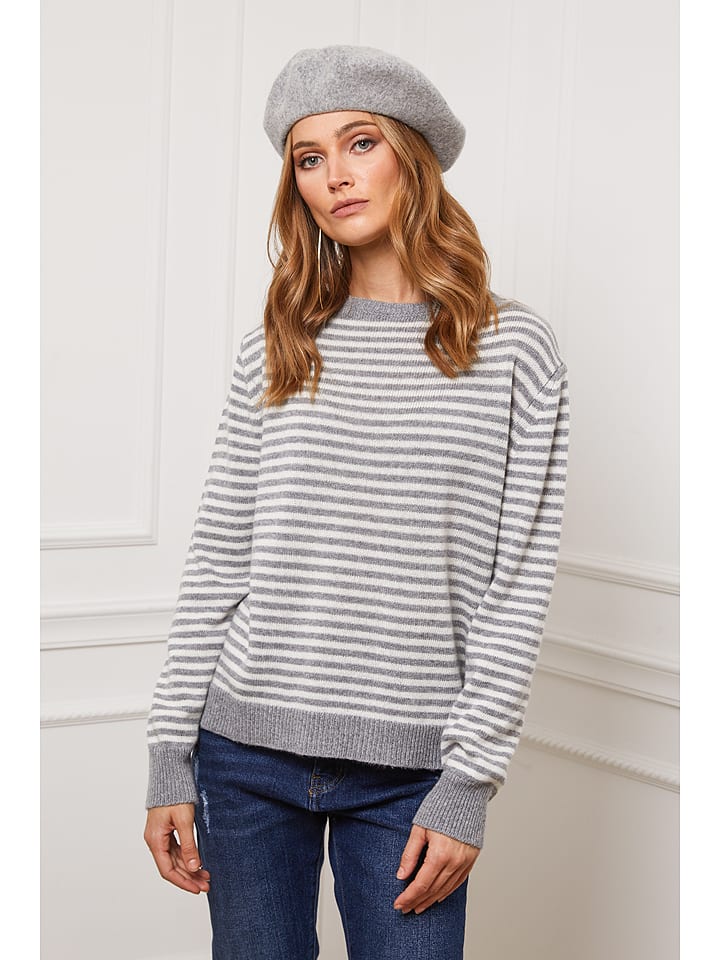 Joséfine Sweter "Astro" w kolorze jasnoszaro-kremowym rozmiar: L