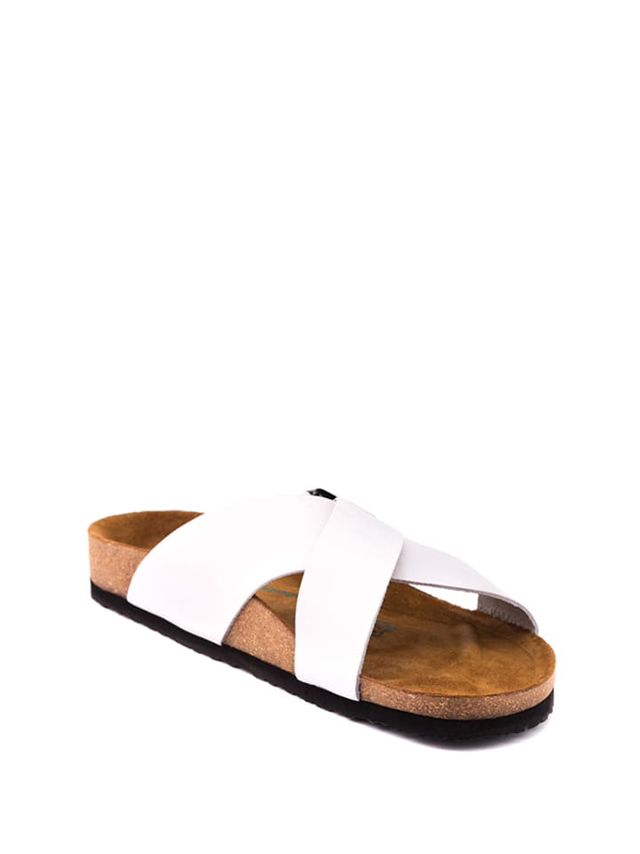 Comfortfusse Skórzane klapki w kolorze białym rozmiar: 44