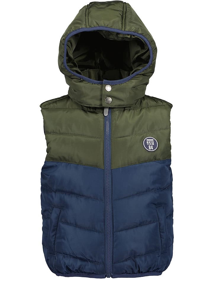 Blue Seven Kamizelka pikowana w kolorze oliwkowo-granatowym rozmiar: 98