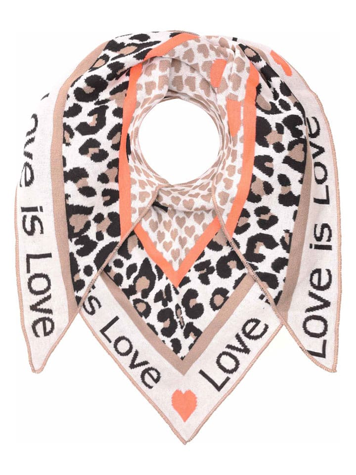 Zwillingsherz Chusta trójkątna w kolorze beżowo-pomarańczowo-czarnym - 200 x 100 cm rozmiar: onesize