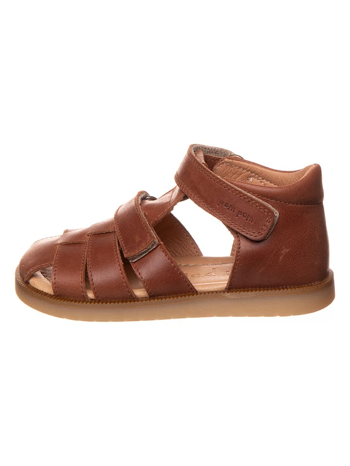 POM POM Skórzane półsandały w kolorze jasnobrązowym rozmiar: 25