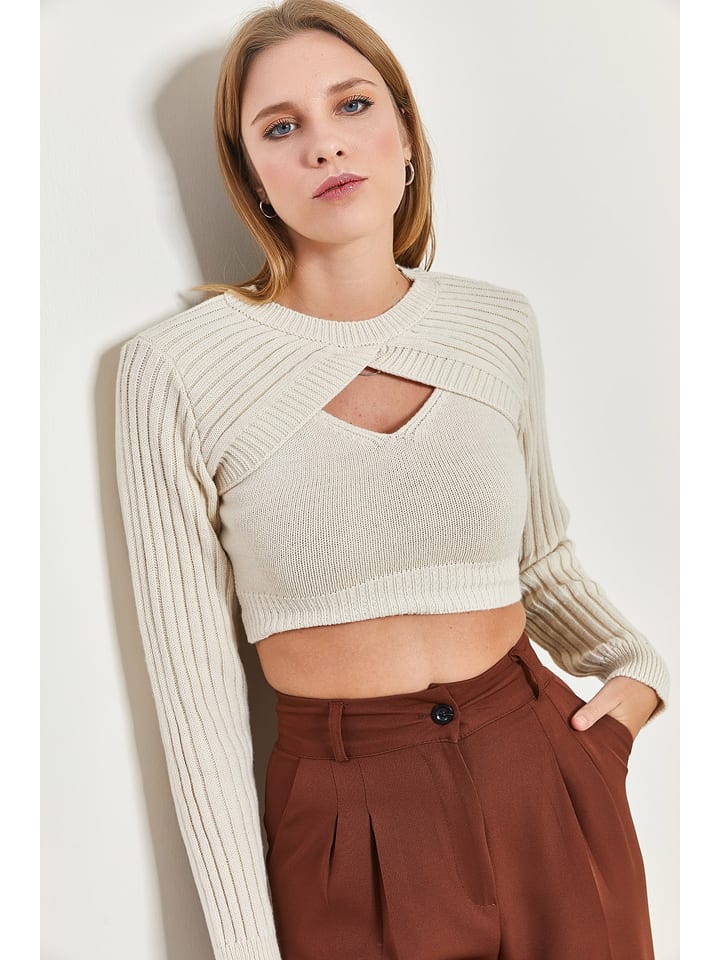 Bianco Lucci Sweter w kolorze beżowym rozmiar: onesize