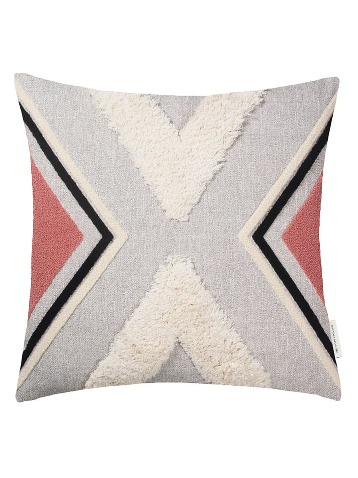 Tom Tailor home Poszewka w kolorze beżowo-jasnoszaro-jasnoróżowym na poduszkę rozmiar: 45x45 cm