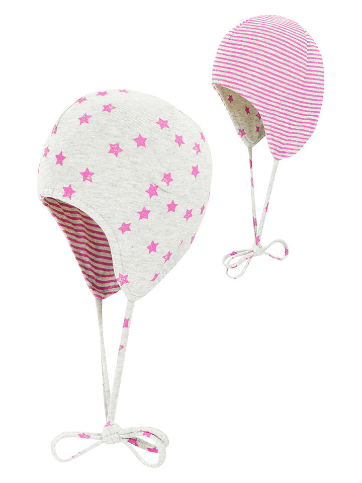 Döll Dwustronna czapka w kolorze biało-jasnoróżowym rozmiar: 45 cm