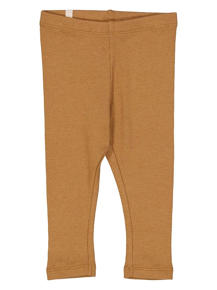 Wheat Legginsy "Rib" w kolorze jasnobrązowym rozmiar: 74