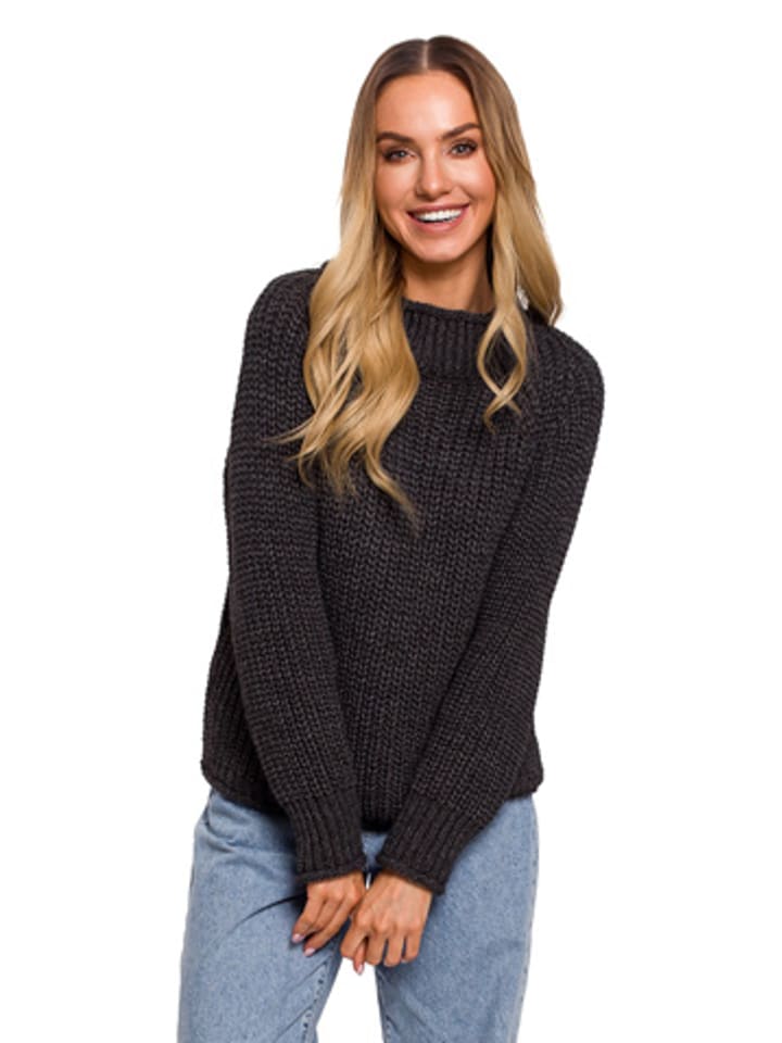 made of emotion Sweter w kolorze antracytowym rozmiar: S/M