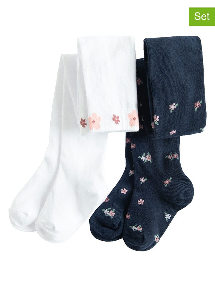 COOL CLUB Rajstopy (2 pary) w kolorze granatowym i białym rozmiar: 128/134