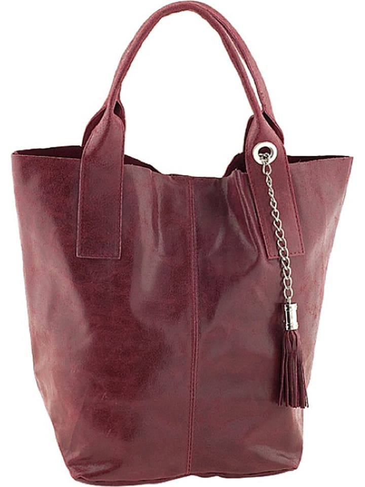 ORE10 Skórzany shopper bag "Laura" w kolorze bordowym - 38 x 41 x 20 cm rozmiar: onesize